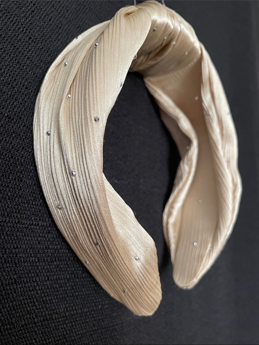 Anthropologie Champagne Satin Knotted Headband with Rhinestones | very cute!